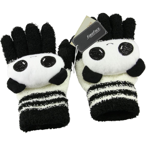 Søte Panda vinterull berøringsskjermhansker for kvinner jenter