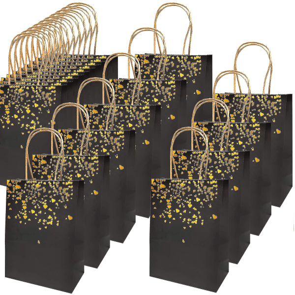 20 stycken presentpåsar i kraftpapper, med vacker gulddesign, utsökt och hållbar - yuhao