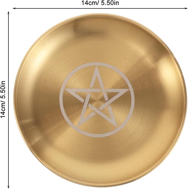 2 st Pentagram Ritualbricka Set Guld Rostfritt Stål Andlig Ceremonitallrik