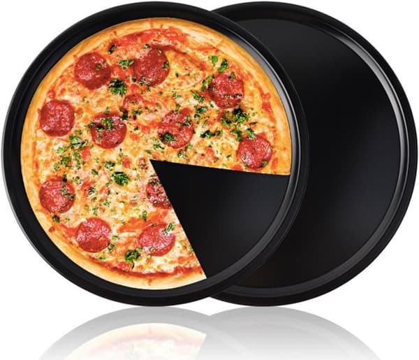 Non-Stick pizzapande i kulstofstål, kraftig metalbageform, robust til langvarig brug, sort bageplade