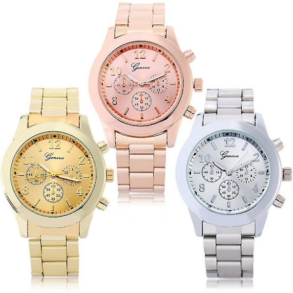 Elegant Dame- og Pigeur Kvinders Charmerende Geneva Stål Kvarts Armbåndsur