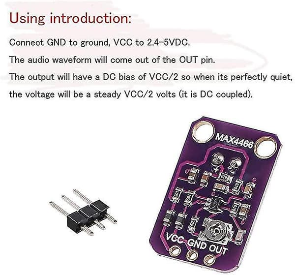 3 stk. Elektret Mikrofonforsterker Max4466 Modul Gy