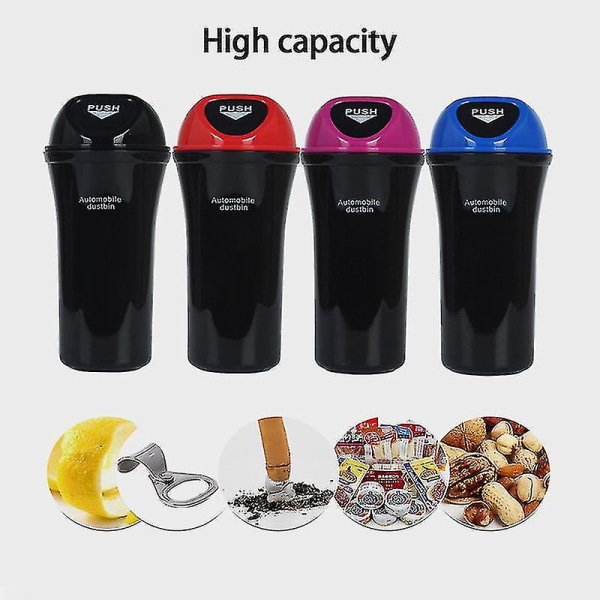 Mini Bil Affaldsspand Tryk-Låg Design Affaldsbeholder Køretøjsdørs Kopholder