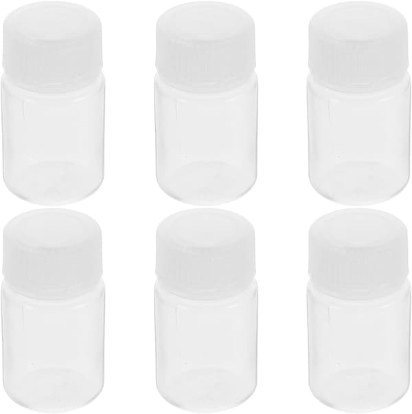 6 st 30 ml laboratoriereagensflaskor med lock, PP-material högtemperaturbeständigt prov