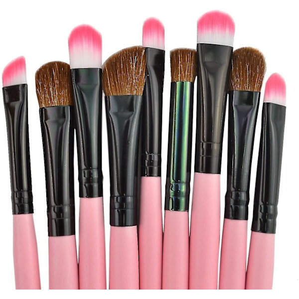 24 stk. Pro Makeup Pensler Sæt Syntetisk Træ Læderetui Pink