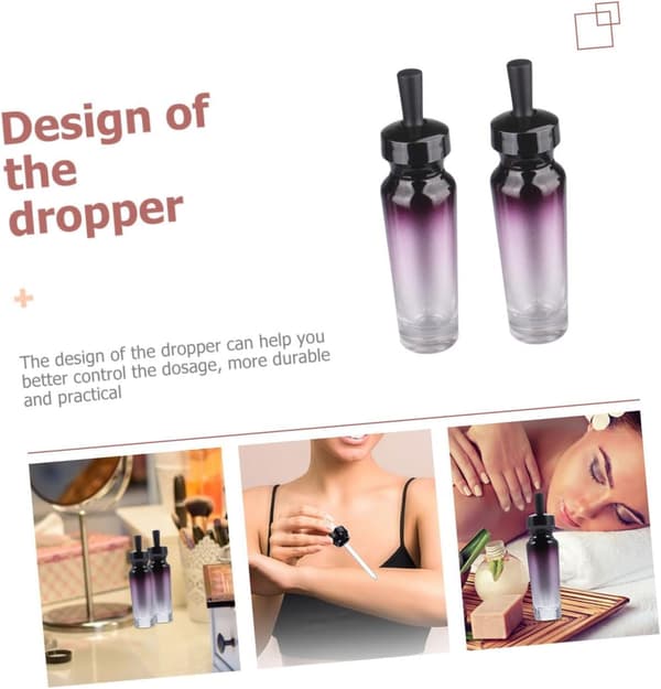 2 st små droppflaskor i glas för eterisk olja, kosmetiska pipettflaskor för toalettartiklar