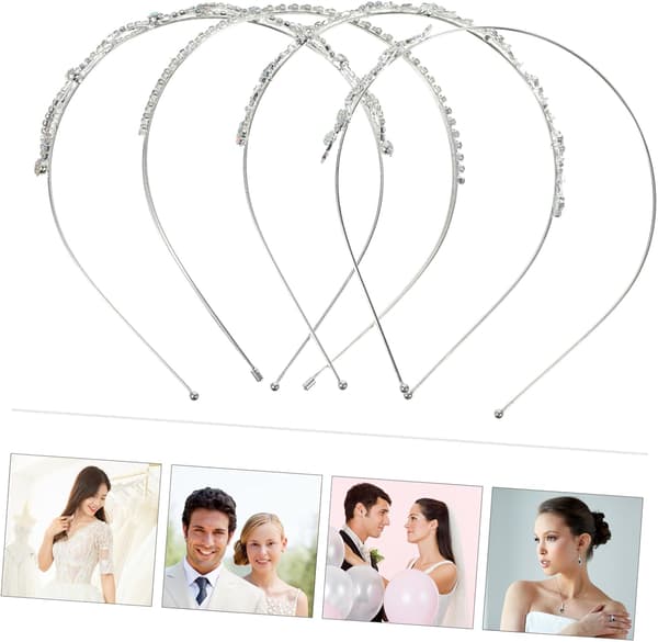 4 stk. Rhinestone-hårbånd til bryllupshårtilbehør Elegante doble rader glitrende brudehårbånd