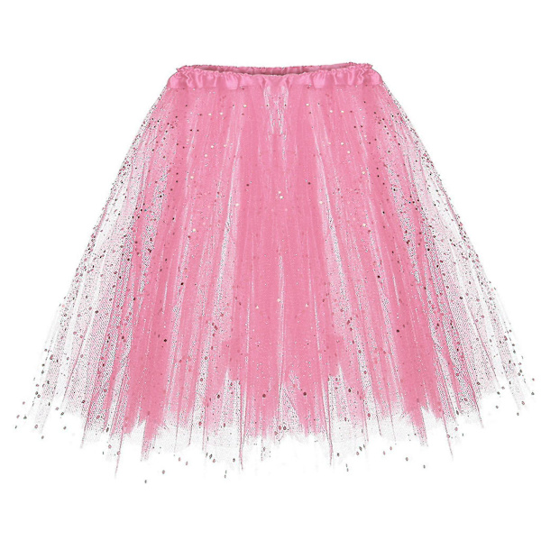 Tutuskjort för kvinnor, vintage balettbubbelkjol, 3 lager tylldesign för scenframträdanden Pink