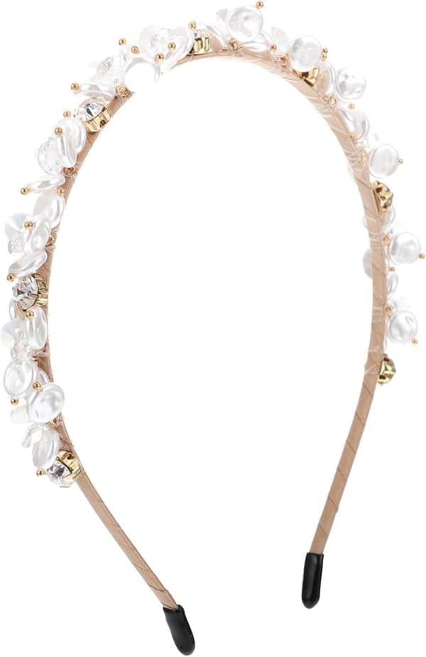 Perleblomsthodebånd for kvinner Håndlaget harpiksperler Blomsterhodebånd Elegant hårtilbehør