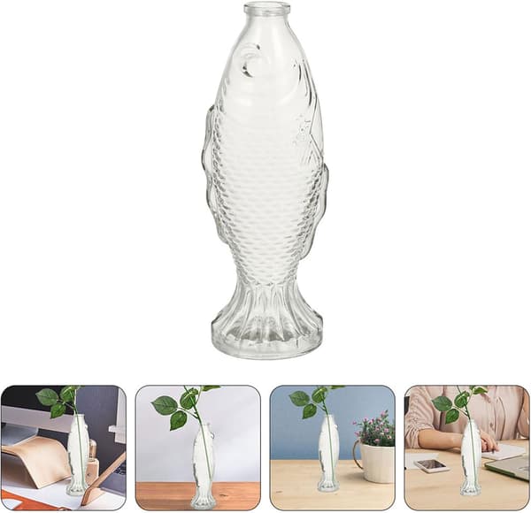 Fiskformad flaskkorkad drivflaska Glasblomkruka Glas Träpropp Design Dekorativ Heminredning