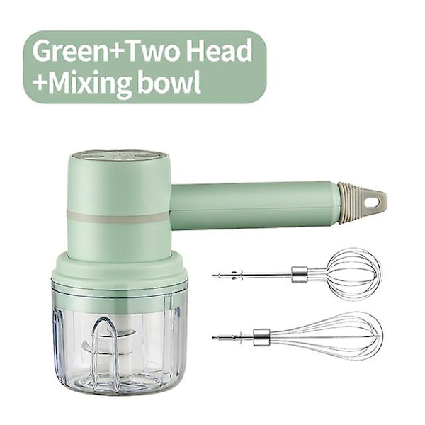 Trådløs 3-trins Mini Mixer Elektrisk Madblender Håndholdt Mixer Green 3 set