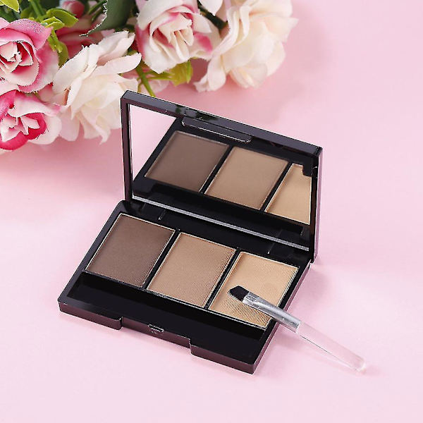 3 Farvede Mineral Øjenbryn Kagepulver Palette med Pensel