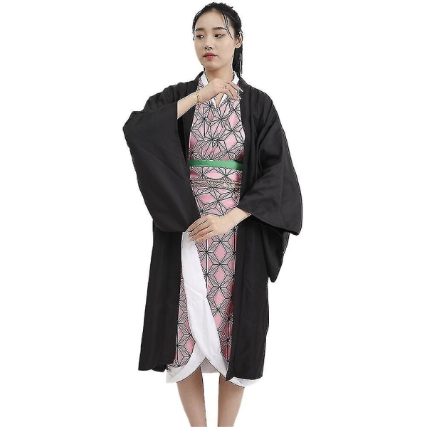 Demon Slayer Anime Kamado Nezuko Kostume til Kvinder Kimono Outfits med Bambusrekvisitter Rolleleg Suit 3XL