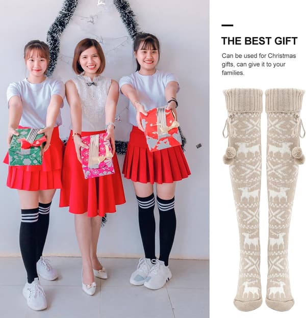 Julestrømper til piger Vinterkjole Tilbehør Knæstrømper Strikkede Strømper til kvinder
