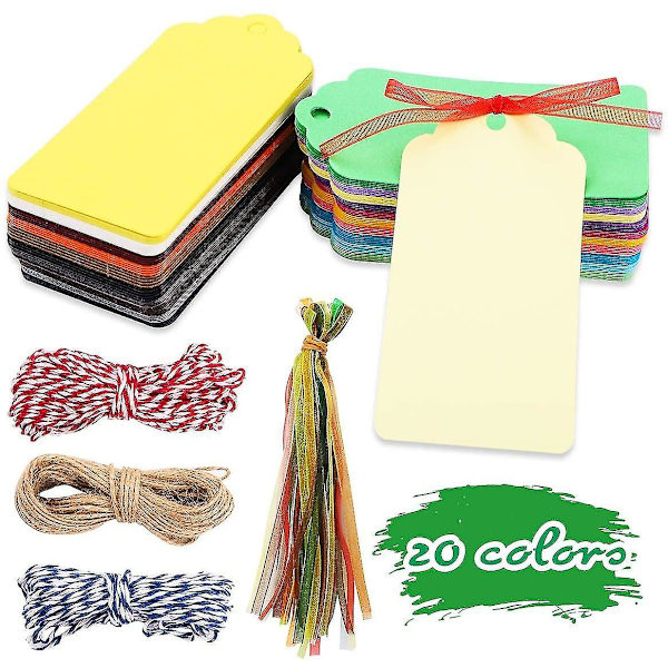 100 stk. 20 Farver Kraft Hængeetiketter DIY