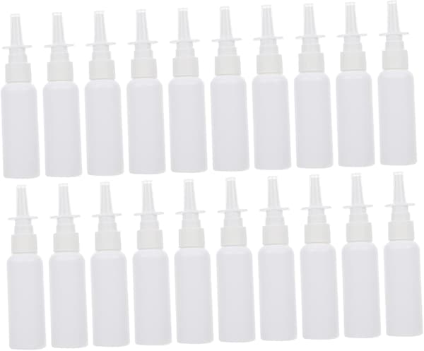 20 st påfyllningsbara vita plastsprayflaskor för kosmetika, parfym och resor, inklusive sprayflaskor med fin dimma