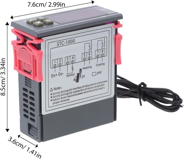 Digital 12V temperaturkontroller med sensor for kjøleskap og sjømatmaskin
