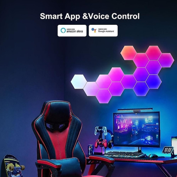 3-pack Hexagonala Tuya Wifi Bluetooth Rgbic Vägglampor