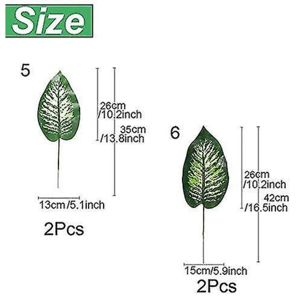 24 stk Kunstige Palmeblad Tropiske Plante Kunstige Stilker