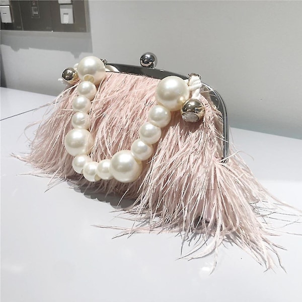 Hääpukukassi Höyhenen Ristiriimuinen Laukku 3 Väriä Höyhenen Luksus Naisten Laukut Juhliin Pink Snake chain