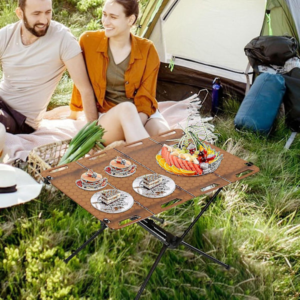 Picknickbord i aluminium, hopfällbart utomhusbord, mångsidigt bord för grillning i trädgården, hopfällbart bord för camping, S Khaki