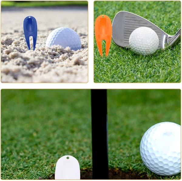 Gaffeltillbehörsset Grön Divot och Reparation för 8st Golfplast