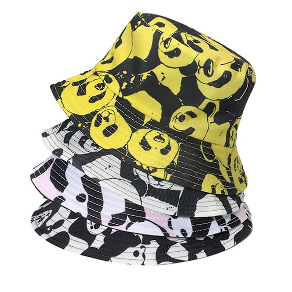 Avslappnad Fiskehatt All-match Cartoon Panda Bucket Hat För Vandring Camping C
