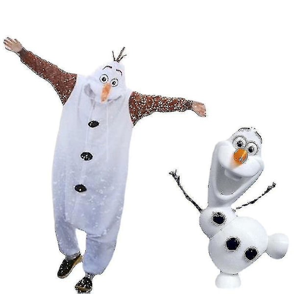 Anime Snögubbe Kostym Pyjamas Jumpsuit Vuxen Sovkläder Kläder S