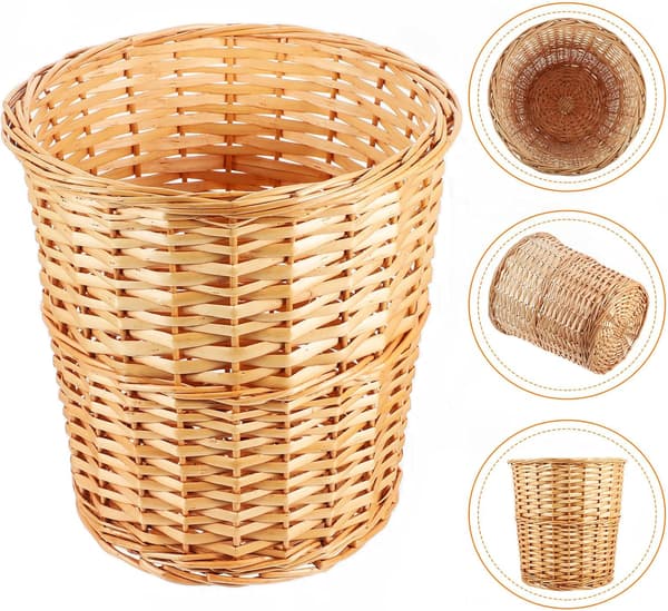 Multifunktionell vävd korg med lätt design, rustik förvaringskorg i plast