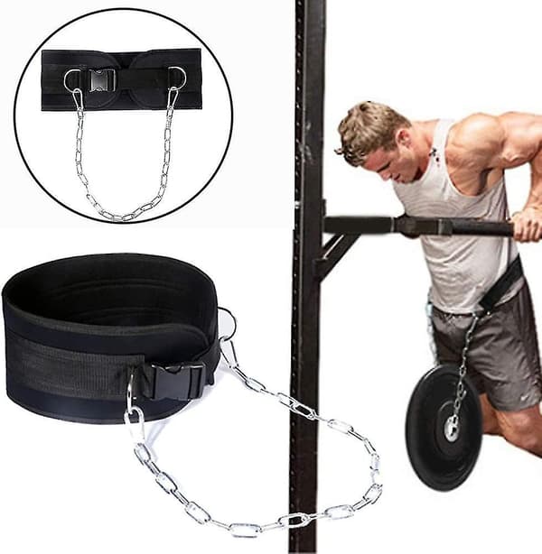 Dip Bælte Med Kæde Til Vægtløftning, Dip Pull Up Bælte, Heavy Duty Stål Kæde