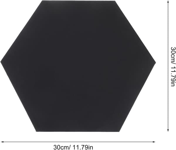 Hexagon Svart Sträckt Linne Canvas Panel 30cm Diagonal Oljemålningsbräda