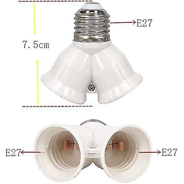 4 stk E27 Adapter E27 Til 2 E27 Lampebase Adapter Konverter