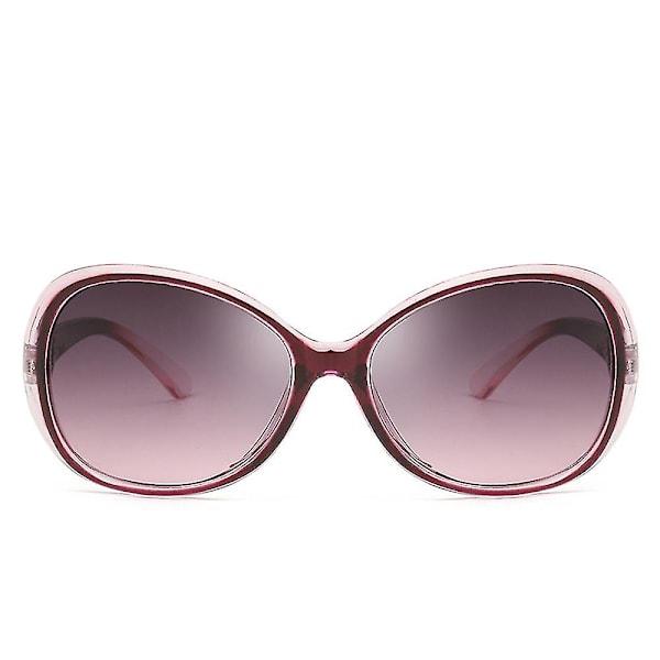 Dame Retro Oversized Solbriller Kvinner Brede Skygger Oval Elegant Briller, Lilla Eske