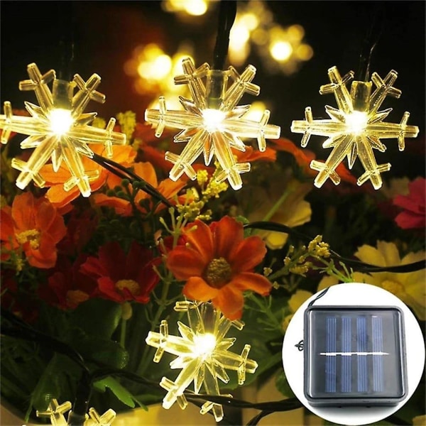 Solcelle-lysstreng Udendørs Vandafvisende 6,5m 30leds Snefnug