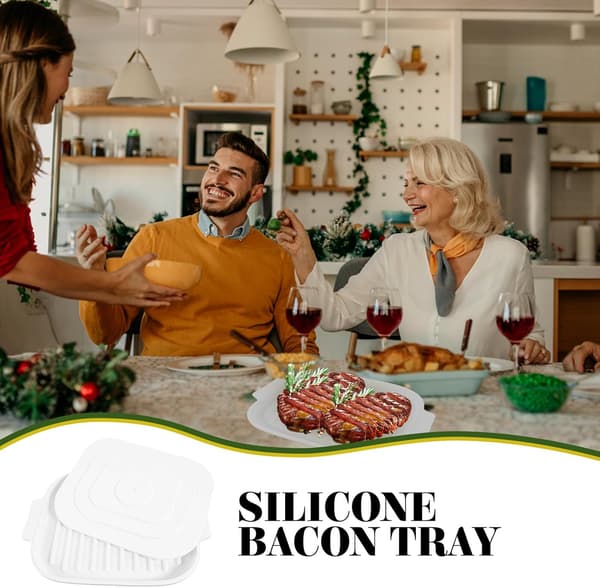 Brødbageplade Bacon Stegeplade Silikone Multifunktionel Nem at Bruge Hvid