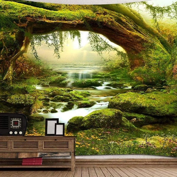Natur Grøn Skov Gobelin Mystisk Skov Sjal Soveværelse Indretning Landskab Vægophæng til soveværelse