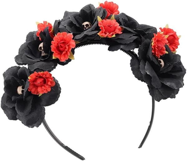 Halloween Blomsterhodebånd Hodeskalledesign for Kostymefester Laget av Stoffmateriale