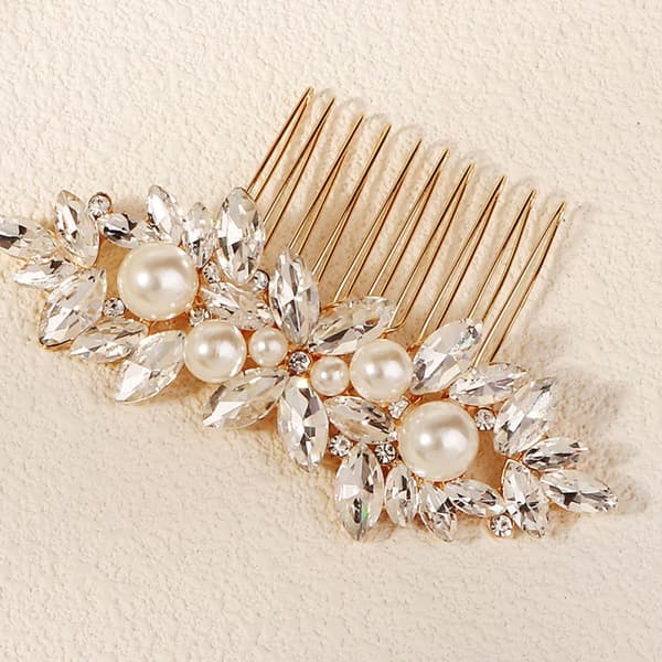 Hårpynt til kvinder Bryllupsbrude Rhinestone Perle Hårkam til formelle begivenheder Gallaer