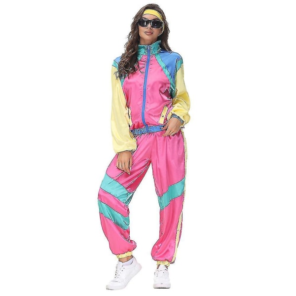 80'er Unisex kostume Retro træningsdragt 90'er Hip Hop Outfit Sæt XL Women