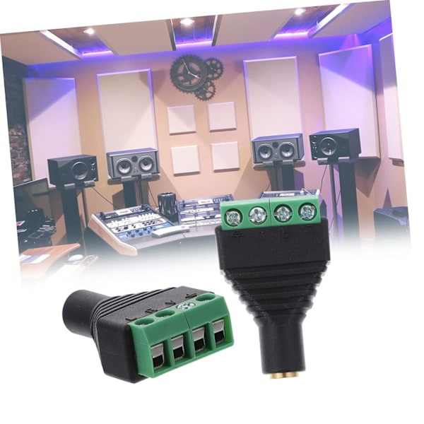 Skrueterminaladaptersett 4 stk 3,5 mm Stereo Hunnkontakt til Av 4 Skrueterminaler for Lyd, Video og PC-tilkoblinger