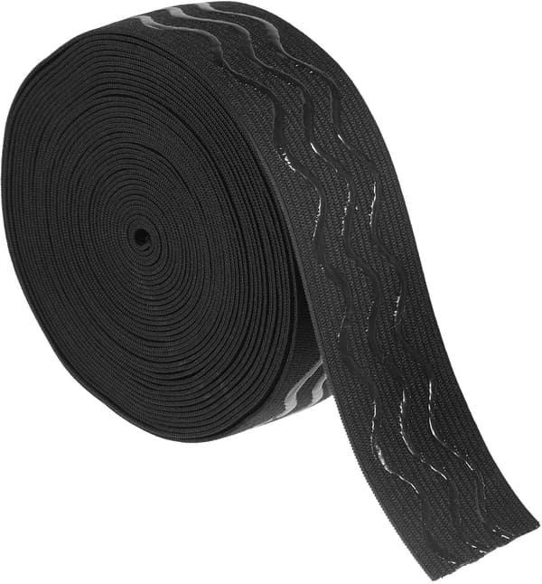 Svart 3 cm brett halkfritt silikongrepp elastiskt band, 5 meter stretchrem