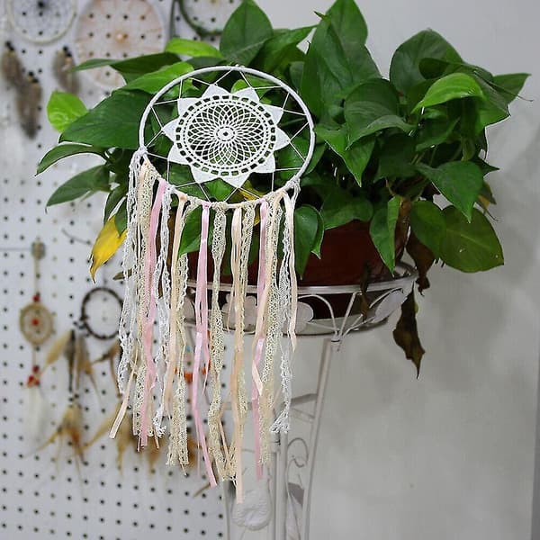 Drömfångare Ornament Dekoration Hem Spets Macrame Minimalistisk. (vit)(1st)