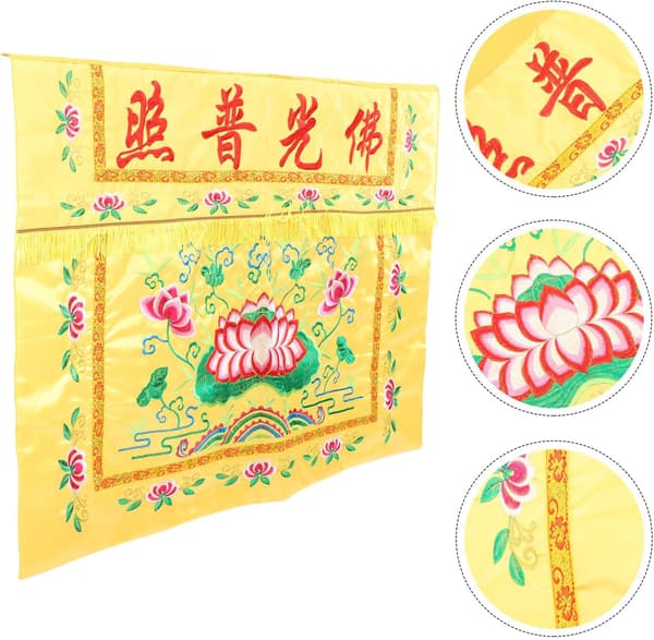 Broderi Bordduk Buddhistisk Bordduk Gul Duk Håndverk