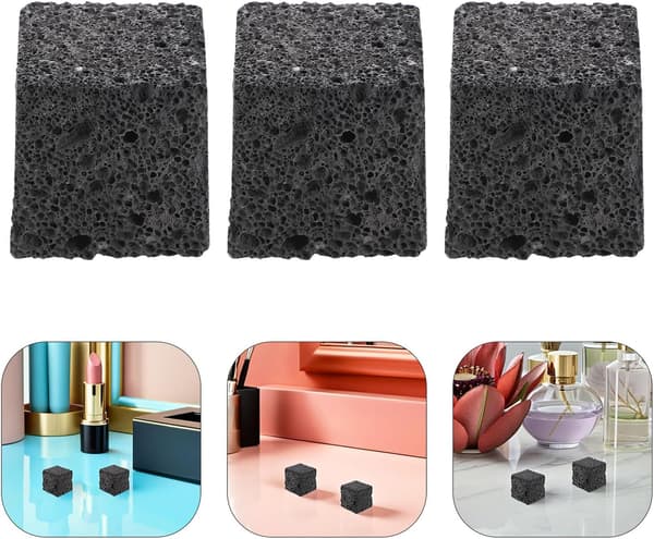 5 stk. sorte firkantede vulkanske sten aromaterapi diffusere 3x3x3 cm
