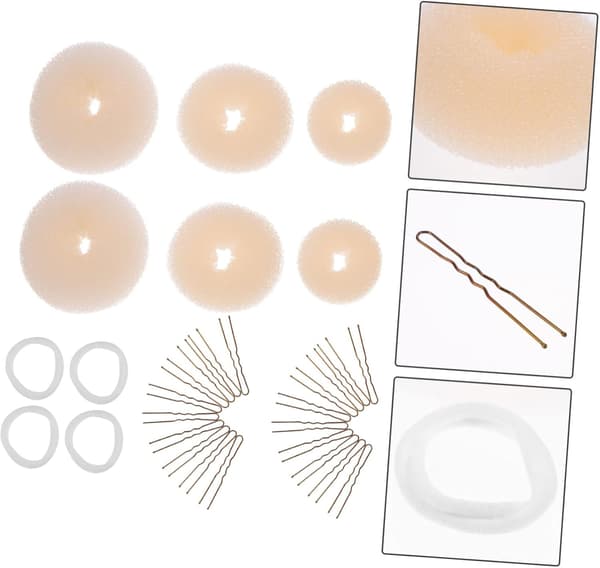 2 sett hårbollemaker DIY styling hårkrøller U-formede hårnåler for hestehaleholder