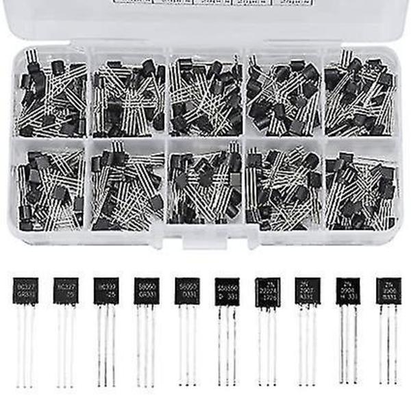 250 kpl Transistoreja 10 Arvoa PNP NPN A1015 BC327 2N3906 2N2222