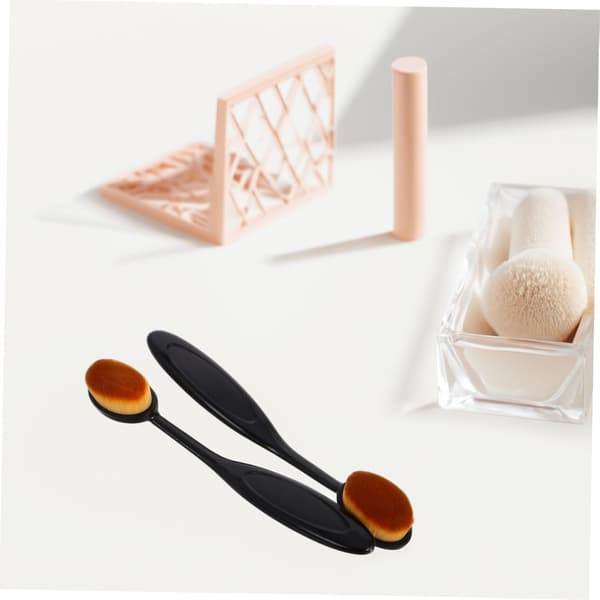 2 stk. oval foundationbørste til rensning af neglestøv og makeupblanding
