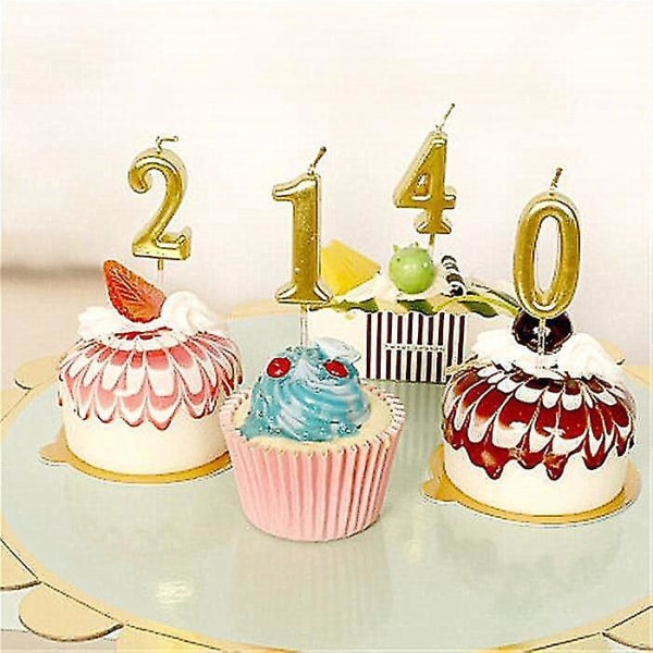Guld Sølv Pink Fødselsdagsnummer Candle Cake Cupcake Topper