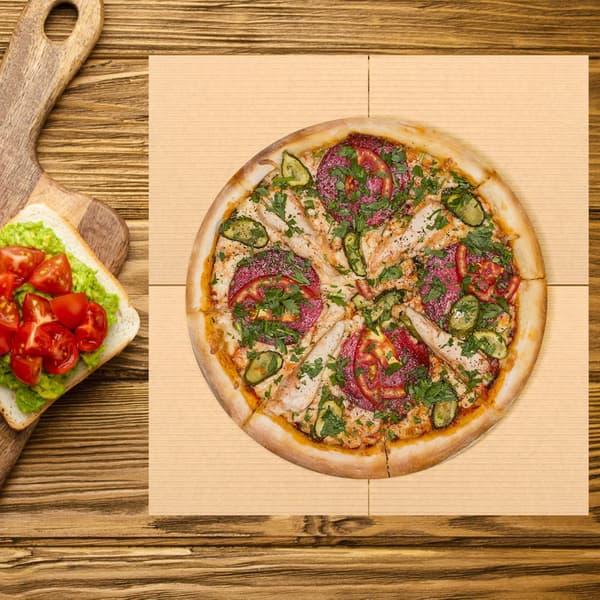 100 st pizzapappersmattor pizzakartongfoder 12x12 tum korrugerat papper engångsbruk mångsidig användning