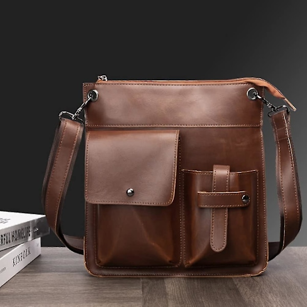 Herrar Messenger Bag Snygg Män Axelväska Trendig Cross Body Bag (brun) (1 st)